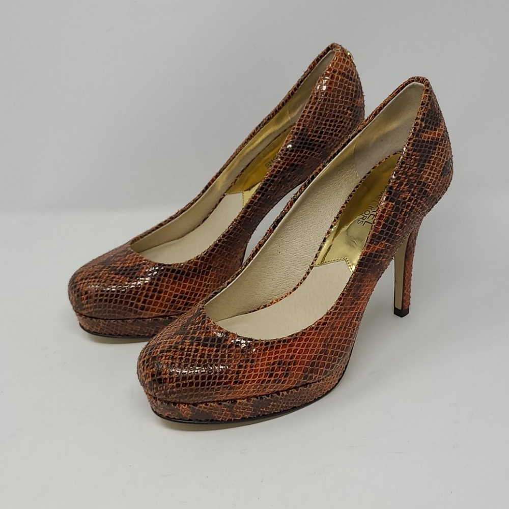 Michael Kors Women's Snake Skin Brown Pump Size 9M